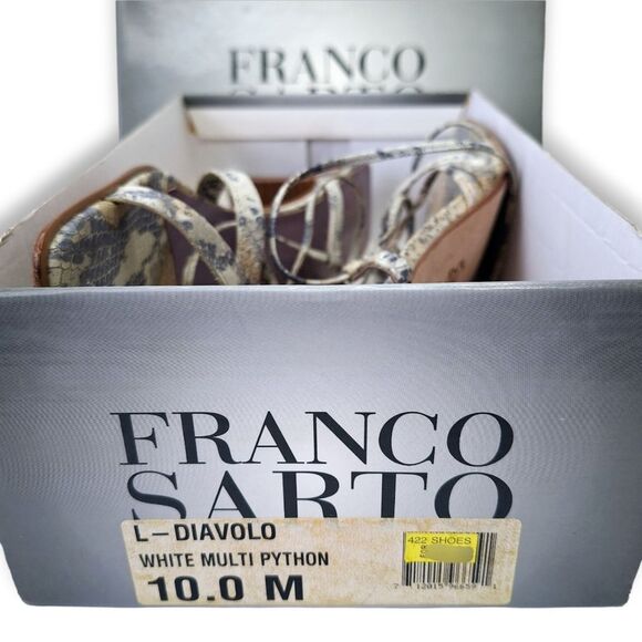 Franco Sarto Diavolo Lace-Up Python Snakeskin Leather Sandals High Heels Sz 10M - Picture 8 of 9